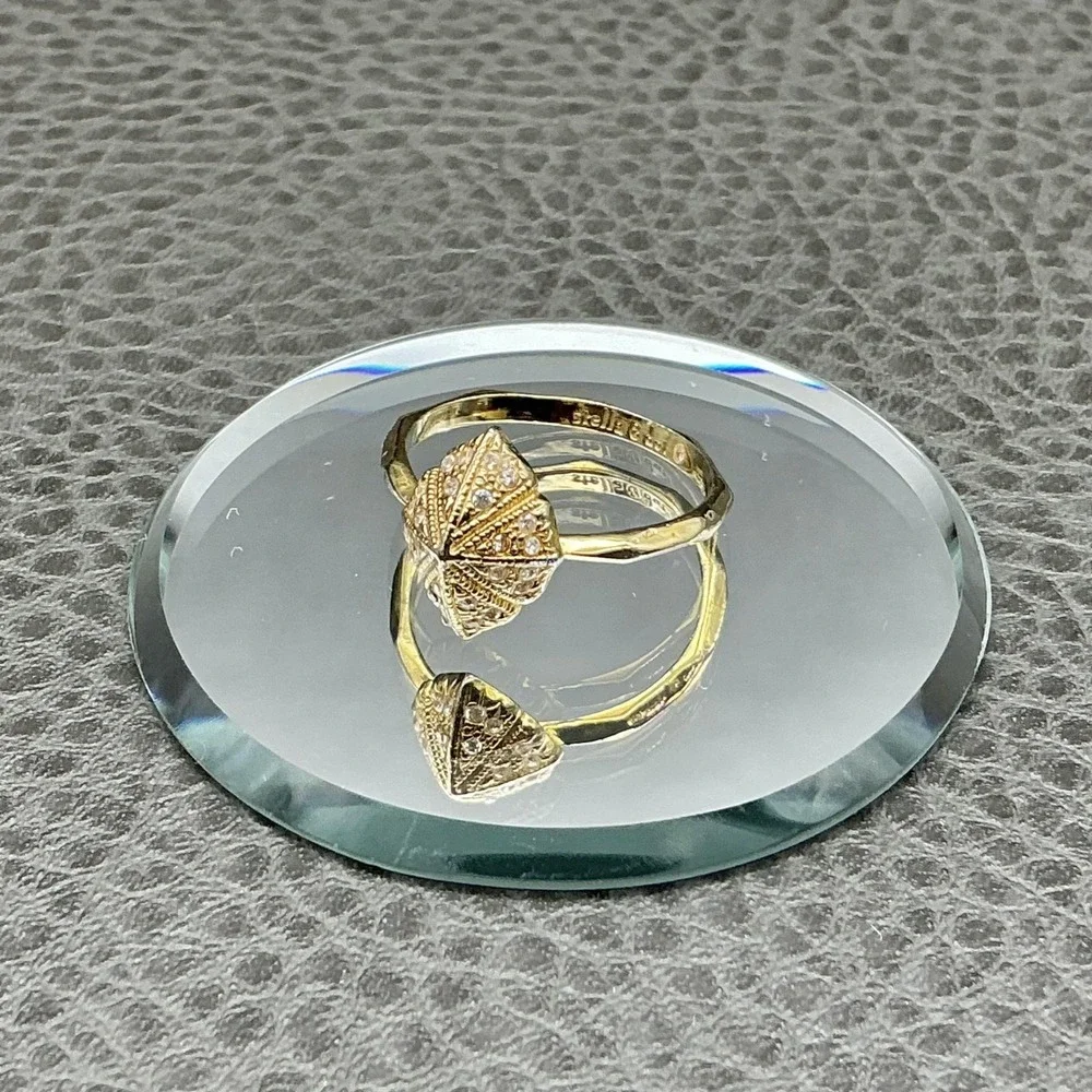 Stella & Dot Ring Size 8 Gold Tone Cubic Zirconia White Stone Womens Fashion‎